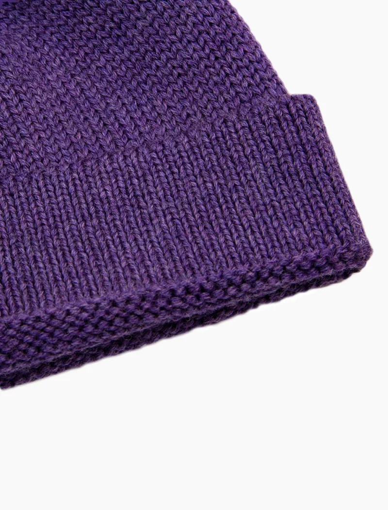 Purple Solid Wool Fisherman Beanie