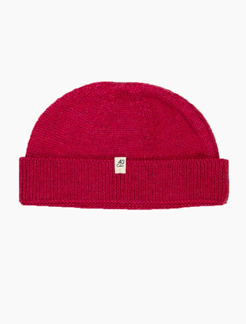 Raspberry Solid Wool Fisherman Beanie