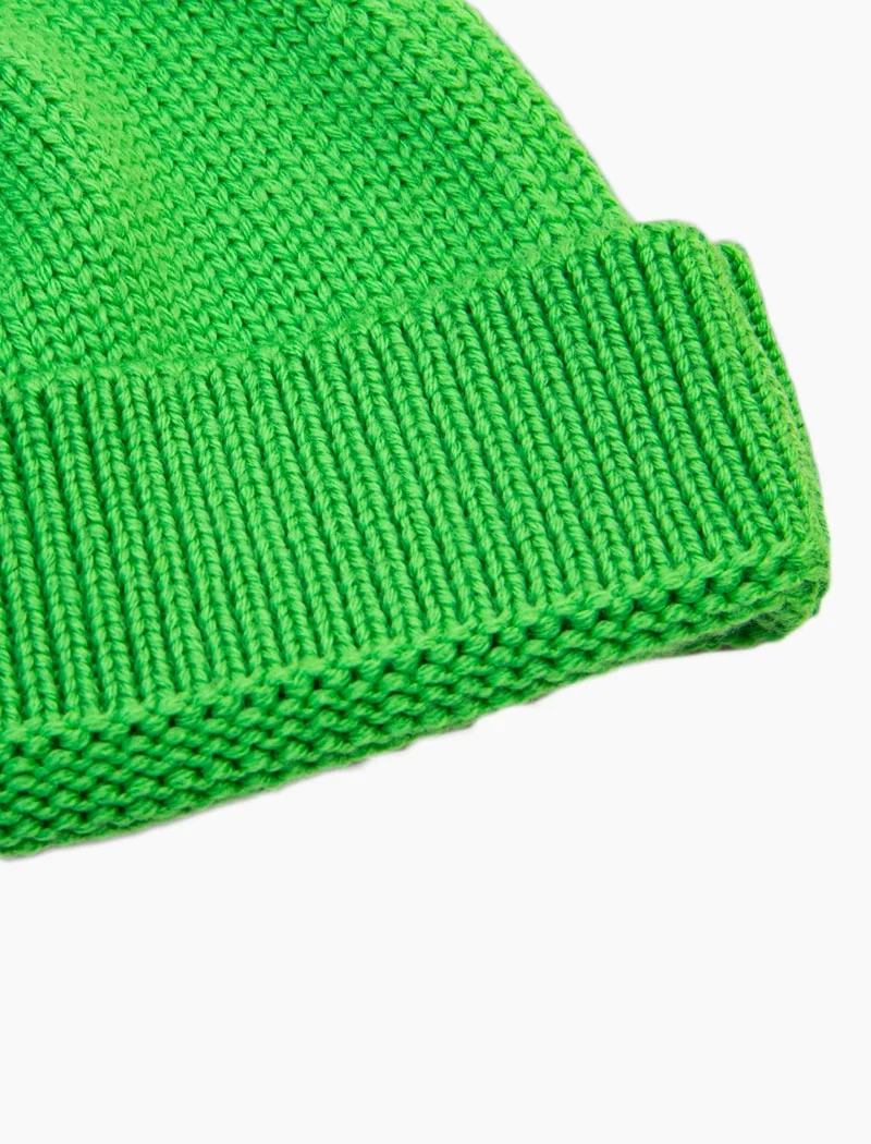 Grass Green Solid Wool Fisherman Beanie