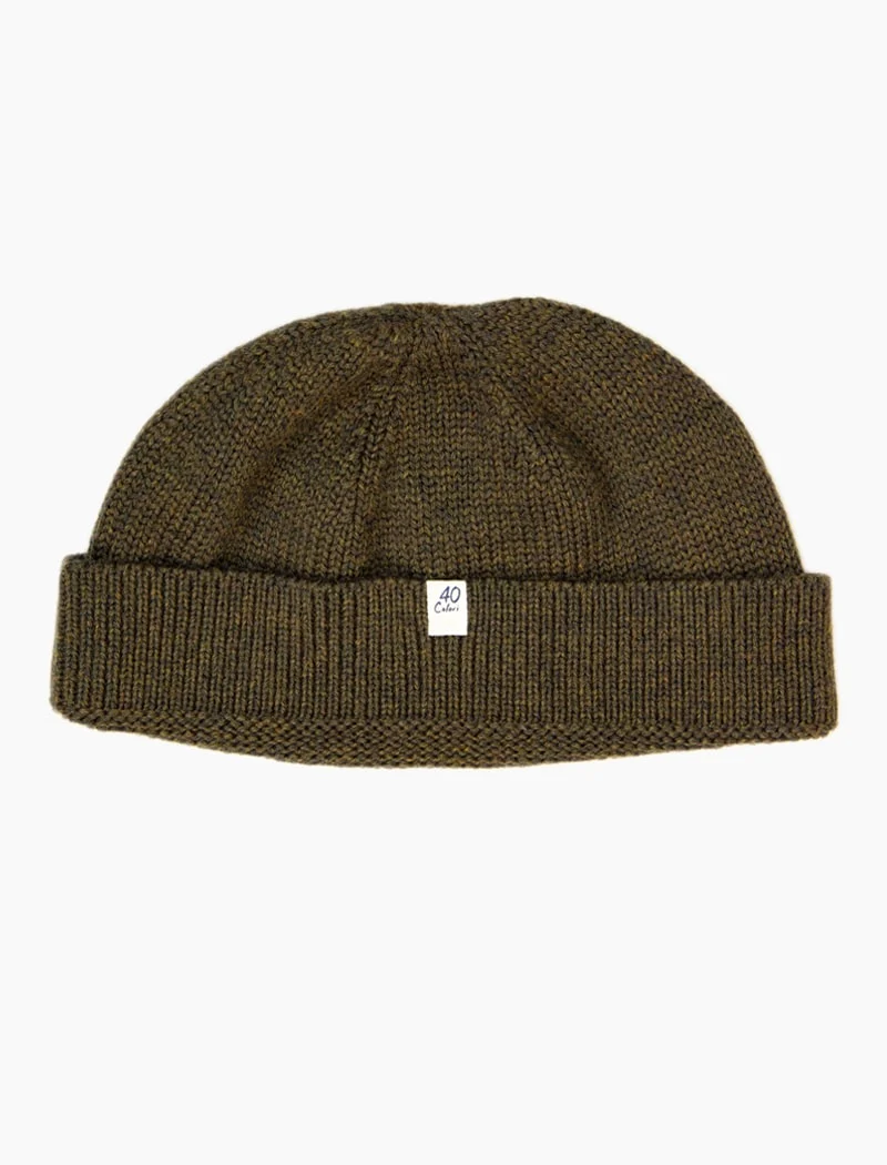Dark Army Green Solid Wool Fisherman Beanie