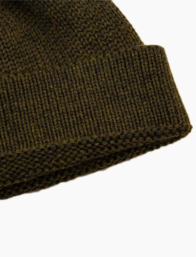 Dark Army Green Solid Wool Fisherman Beanie