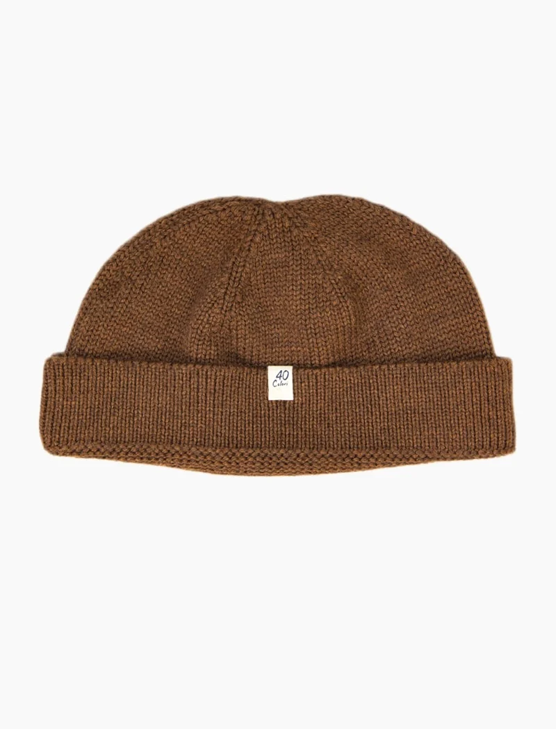 Brown Solid Wool Fisherman Beanie