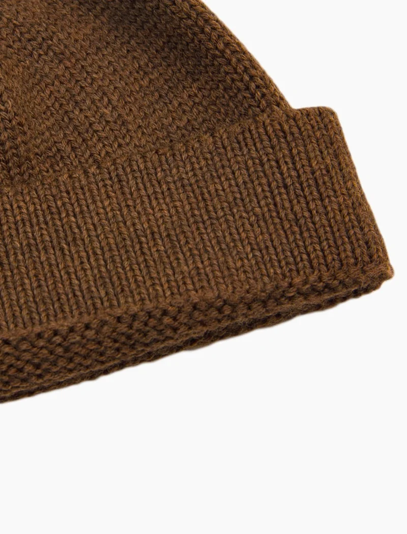Brown Solid Wool Fisherman Beanie