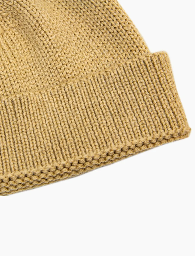 Beige Solid Wool Fisherman Beanie