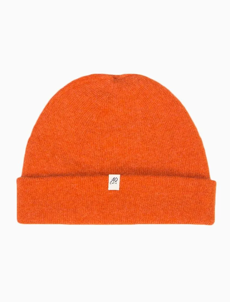 Orange Light Solid Wool & Cashmere Fisherman Beanie