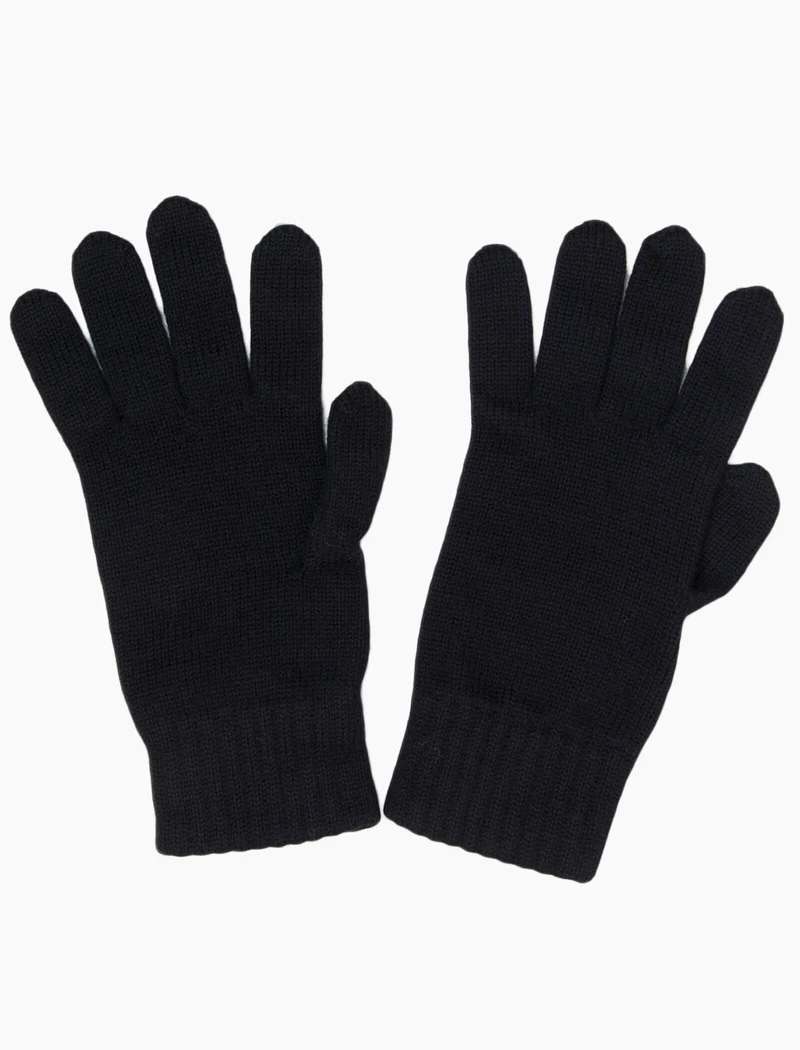 Black Solid Wool Gloves