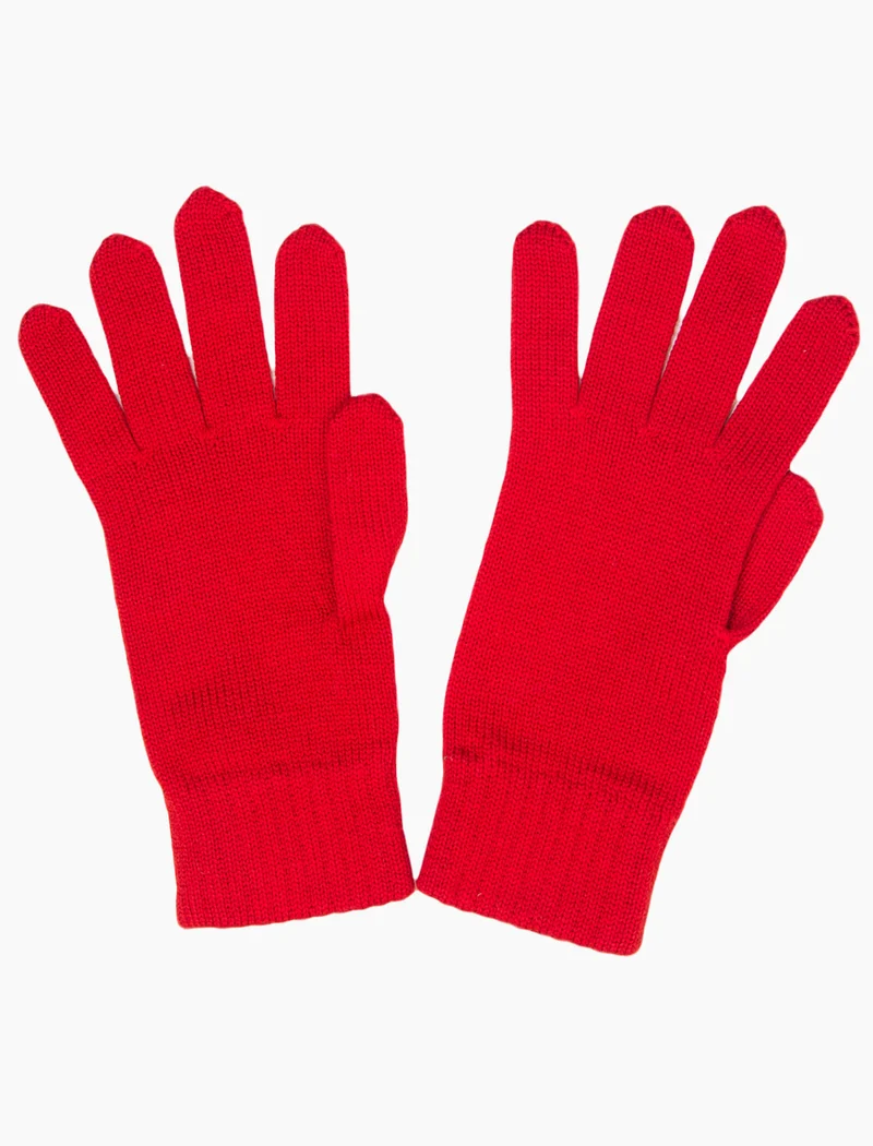 Red Solid Wool Gloves