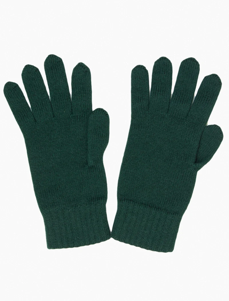 Forest Green Solid Wool Gloves