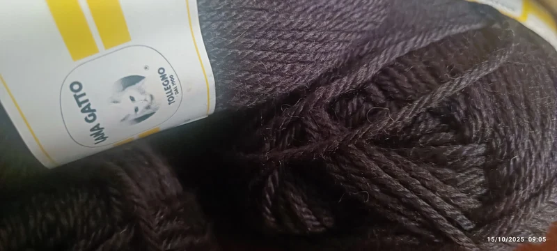 Lana Gatto Calicò, misto lana, 113 m, ferri 4,5. Colore marrone. 1 kg.