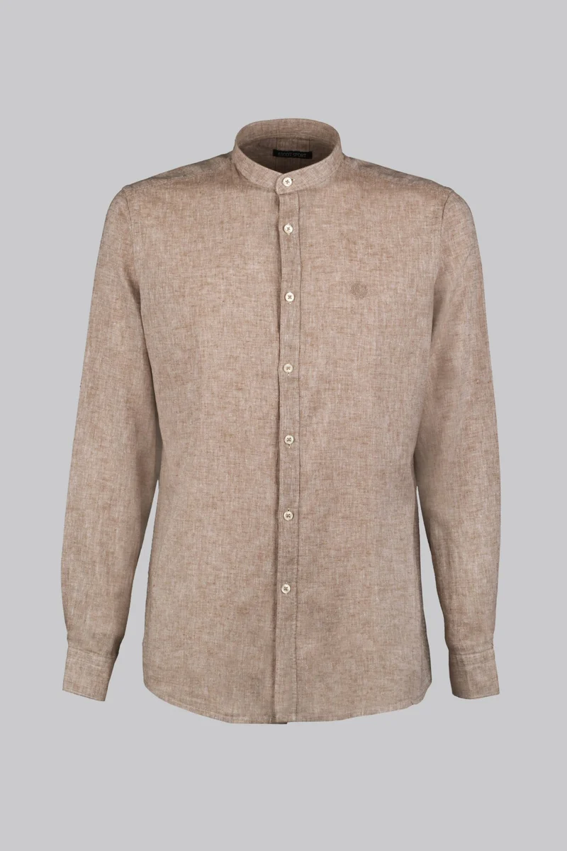 Camicia misto lino collo corea