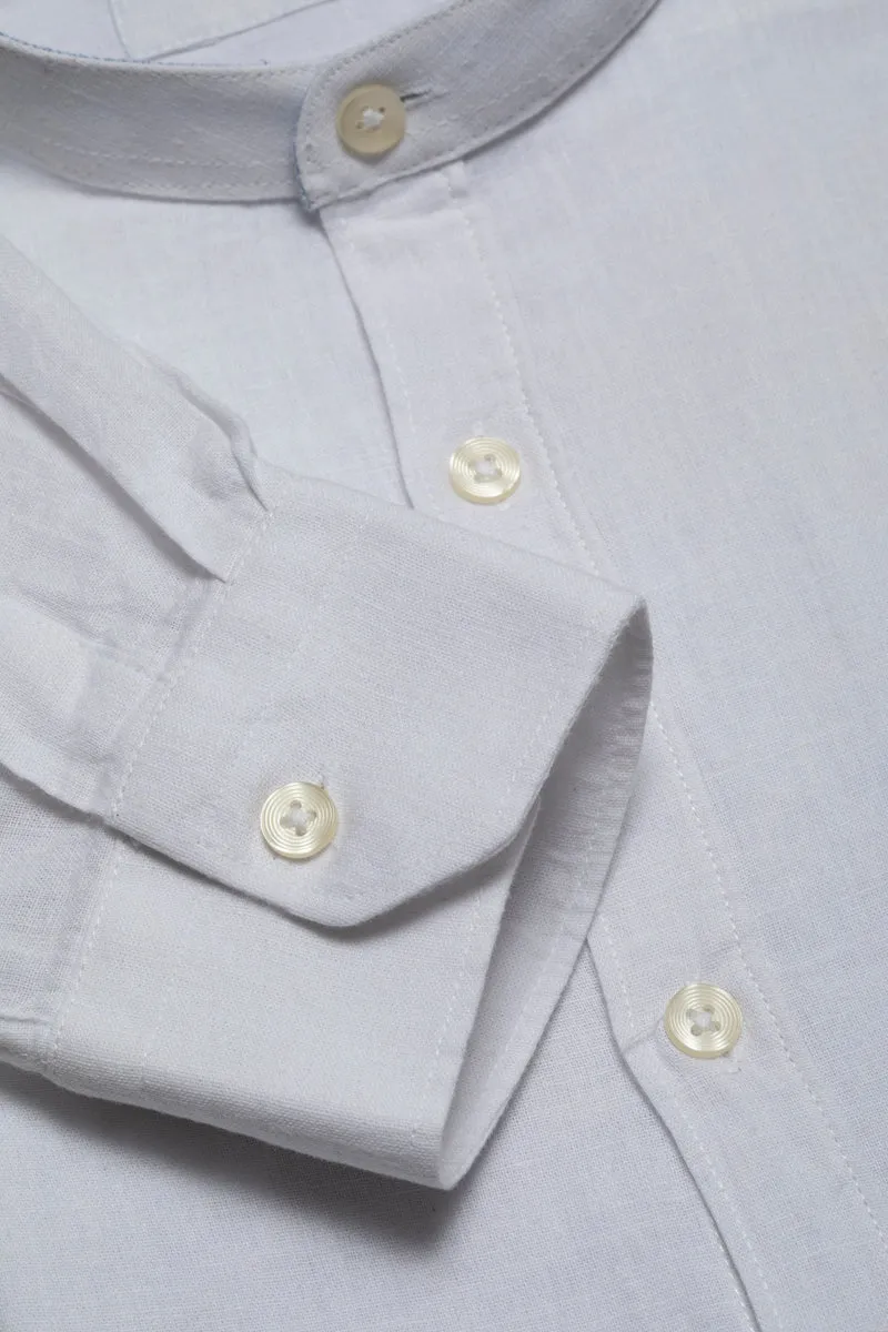 Camicia coreana in misto lino cotone