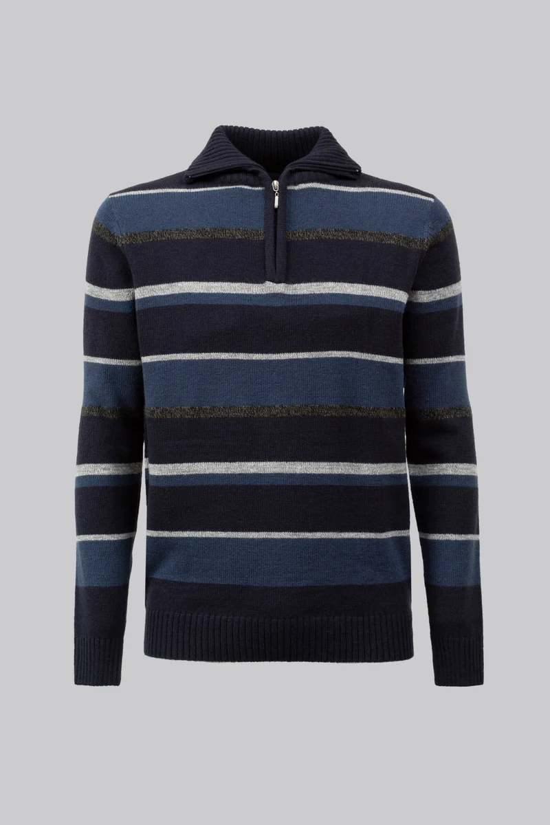 Pullover mezza zip rigato