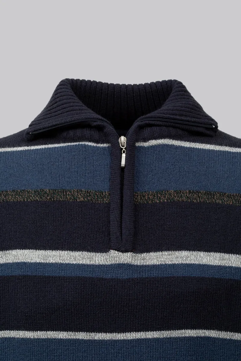 Pullover mezza zip rigato