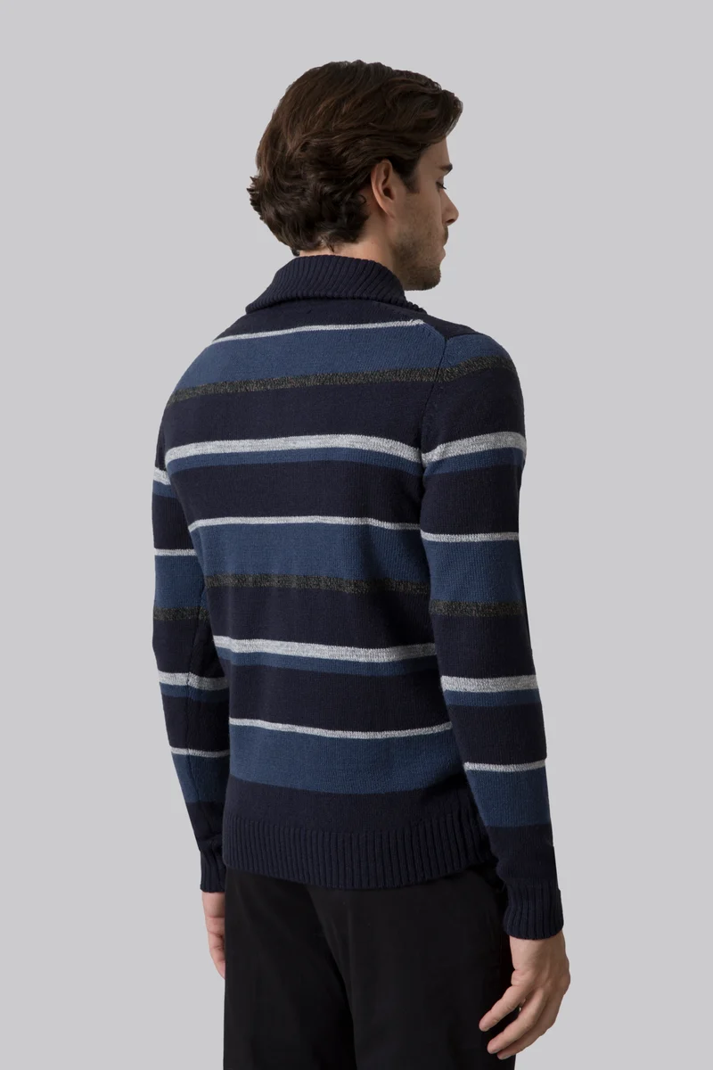 Pullover mezza zip rigato