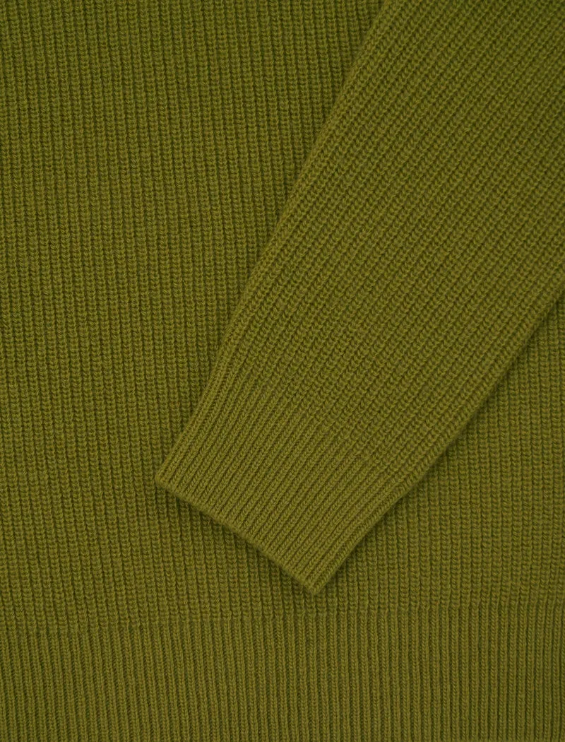 Avocado Ribbed Wool & Cashmere Crew Neck Jumper