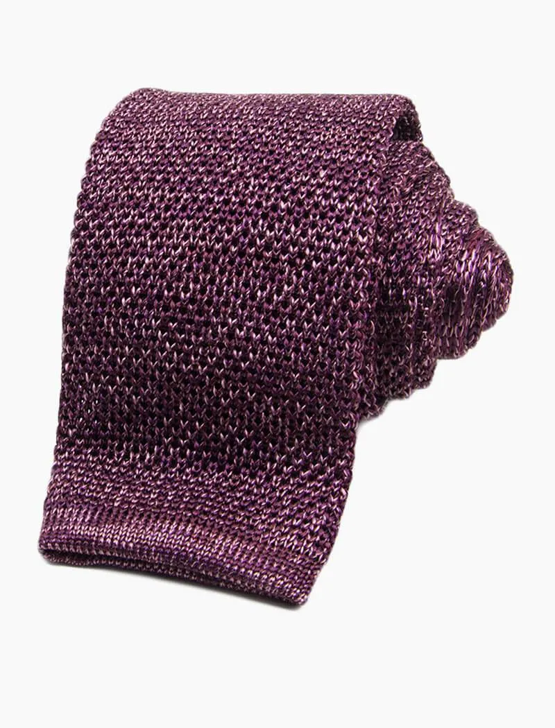 Aubergine Melange Silk Knitted Tie