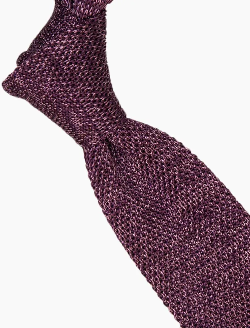 Aubergine Melange Silk Knitted Tie