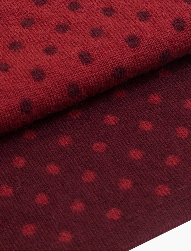 Burgundy & Brick Reversible Dotted Knitted Wool & Cashmere Scarf