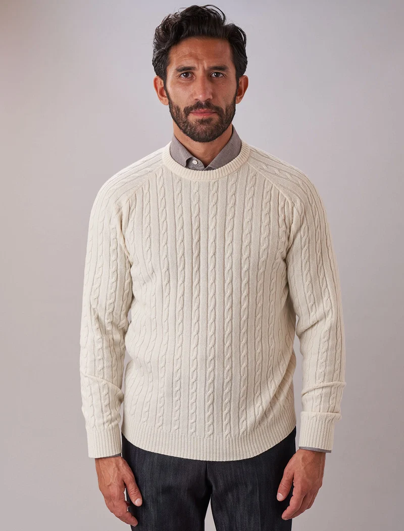 Cream Cable Knit Cashmere Jumper
