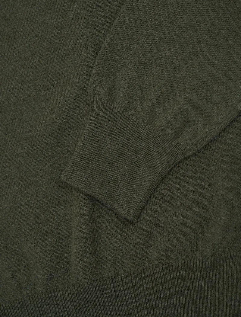 Olive Green Crew Neck Cashmere Jumper