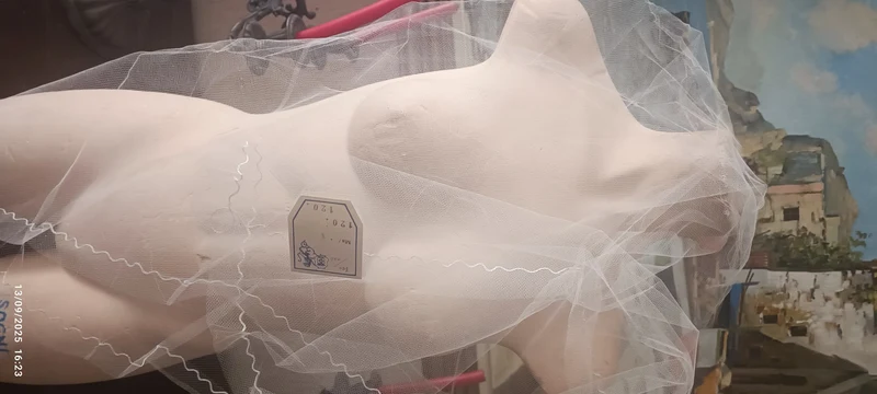Vintage. Velo in Tulle, cm120 xcm 120, panna, anni cinquanta. 60 g.