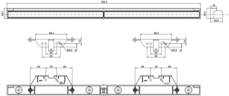 WS W260 Luce freno e indicatore lunga e sottile con staffe