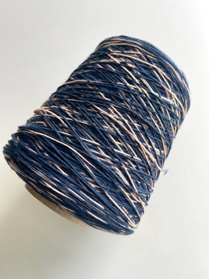 Cotone morbido blu/beige melange