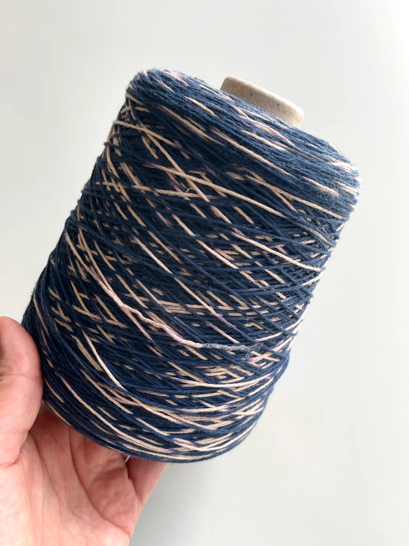 Cotone morbido blu/beige melange