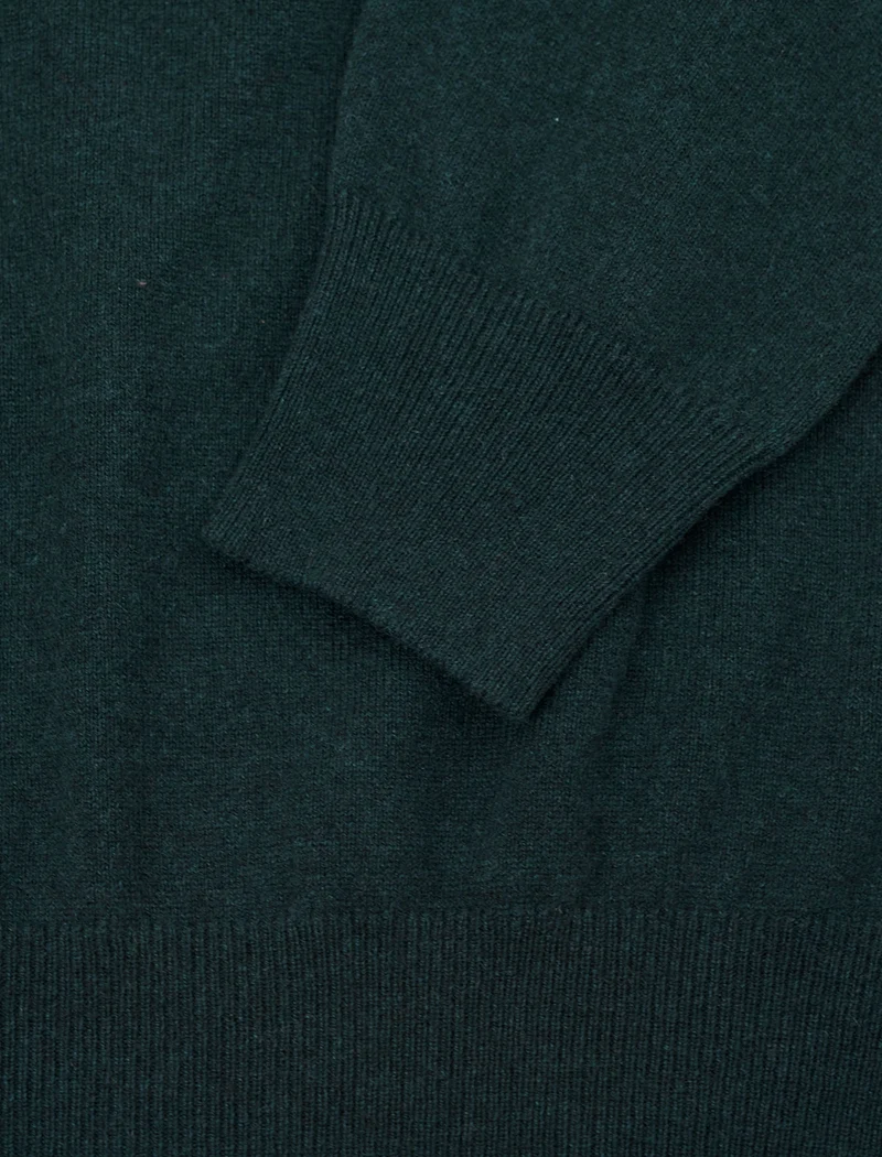 Dark Green Mock Neck Cashmere Quarter Zip Jumper
