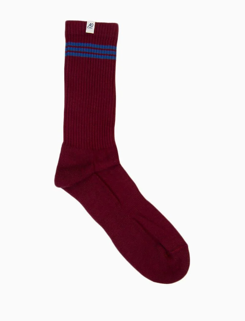Burgundy Vintage Sport Organic Cotton Socks