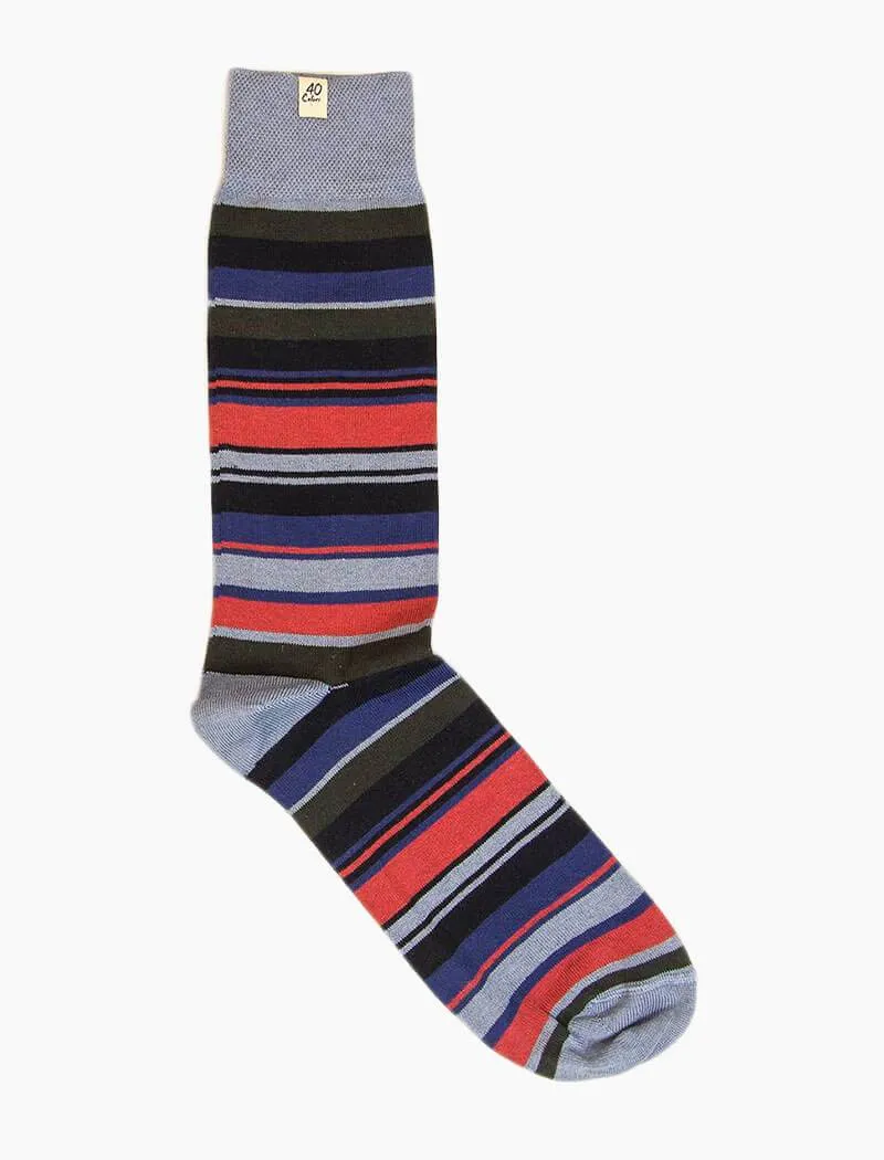 Light Blue Multi Striped Linen & Organic Cotton Socks