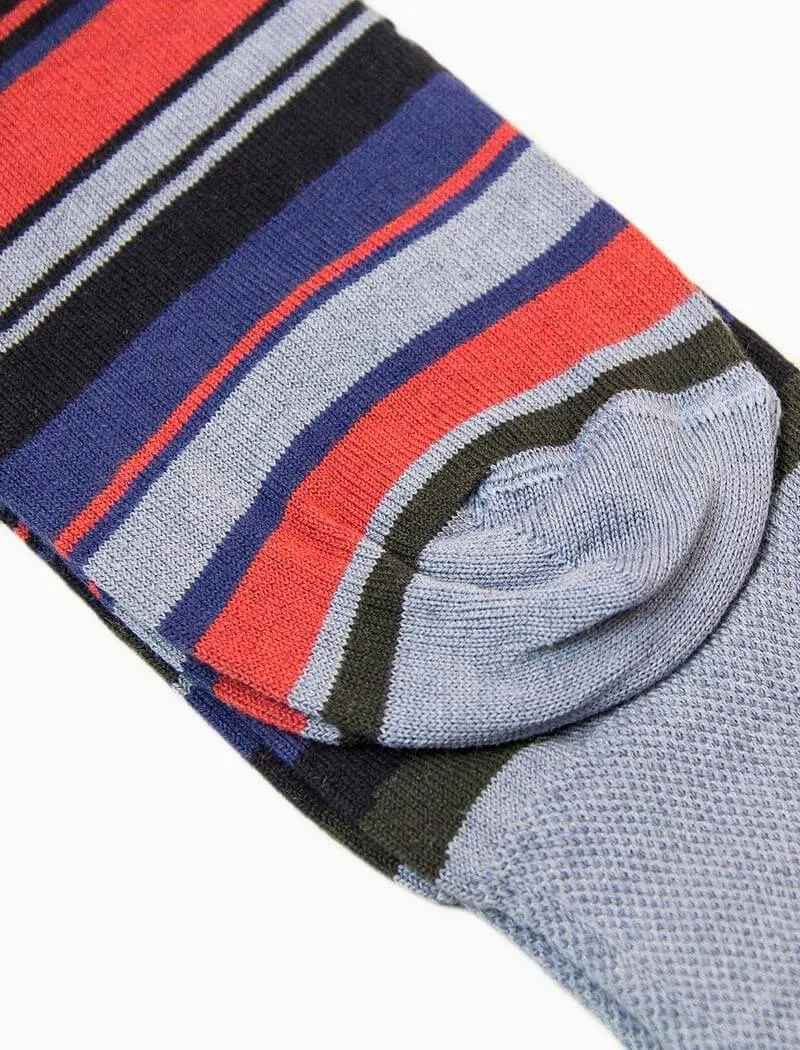Light Blue Multi Striped Linen & Organic Cotton Socks