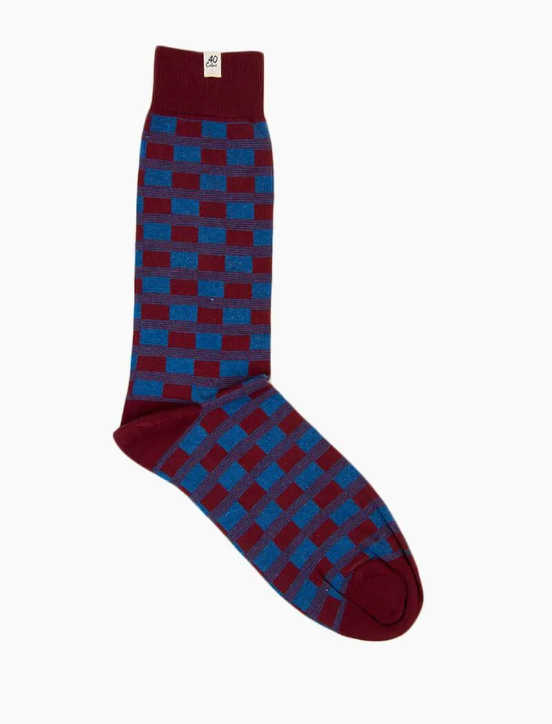 Burgundy Racing Squares Organic Cotton Socks