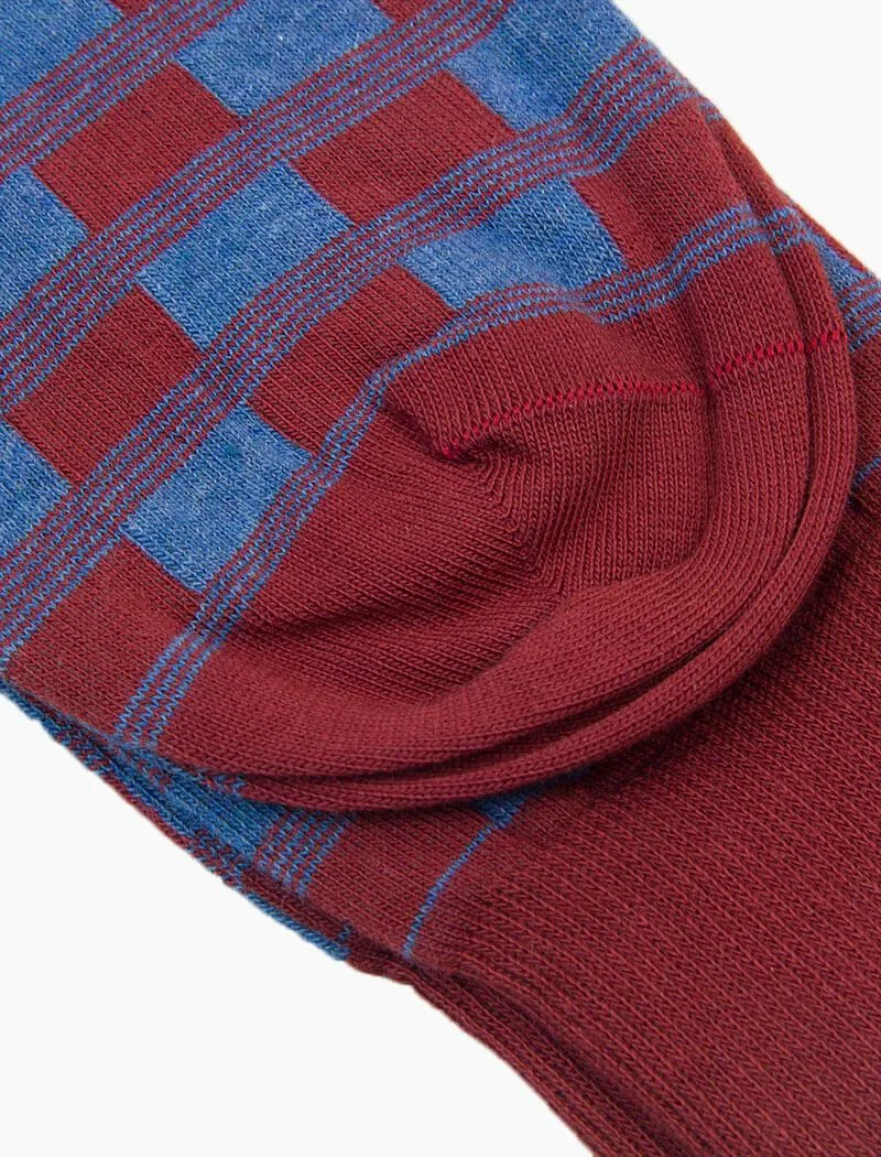 Burgundy Racing Squares Organic Cotton Socks
