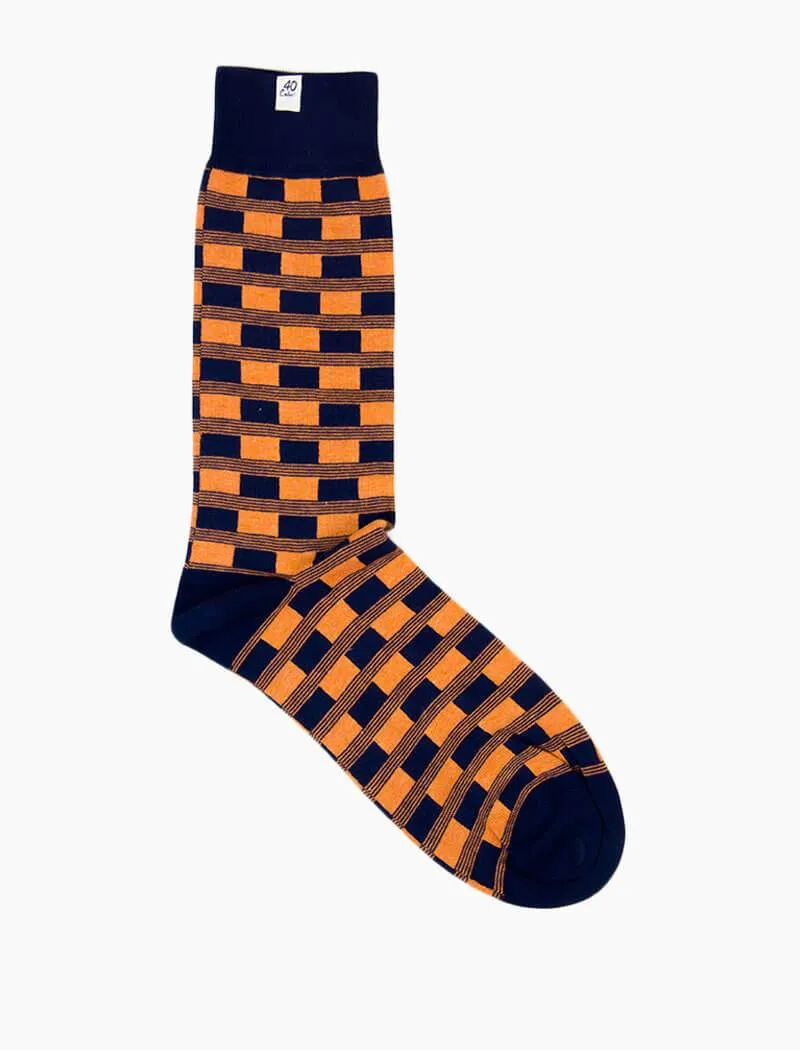 Navy Racing Squares Organic Cotton Socks