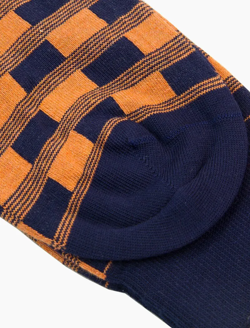 Navy Racing Squares Organic Cotton Socks