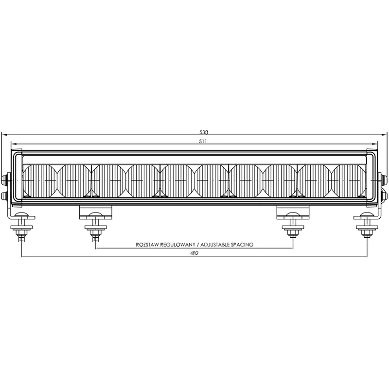 Barra luminosa a LED WAS Pantera con striscia luminosa di posizione bianca / 20"