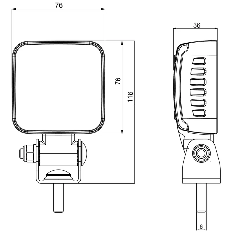 WAS W265 Lampada da lavoro compatta quadrata 12V-70V / 1435 lumen