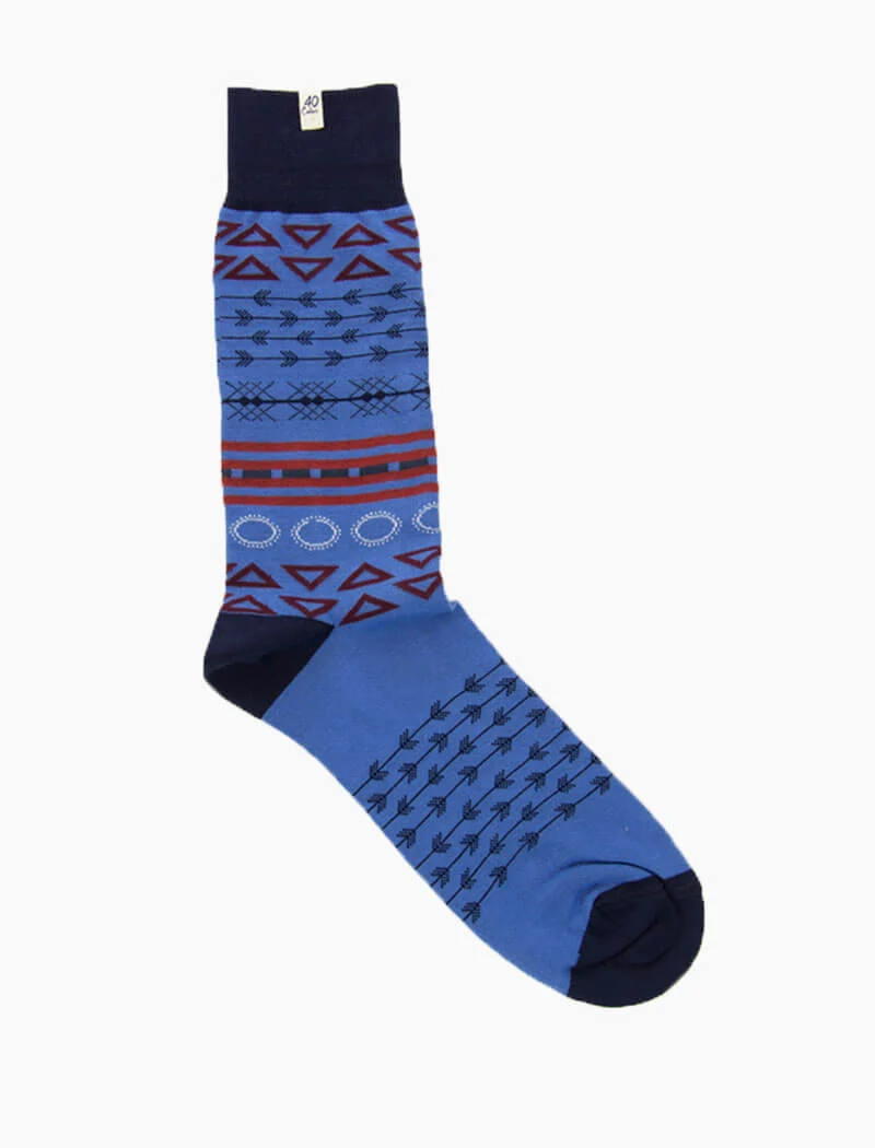 Blue Geometric Striped Organic Cotton Socks