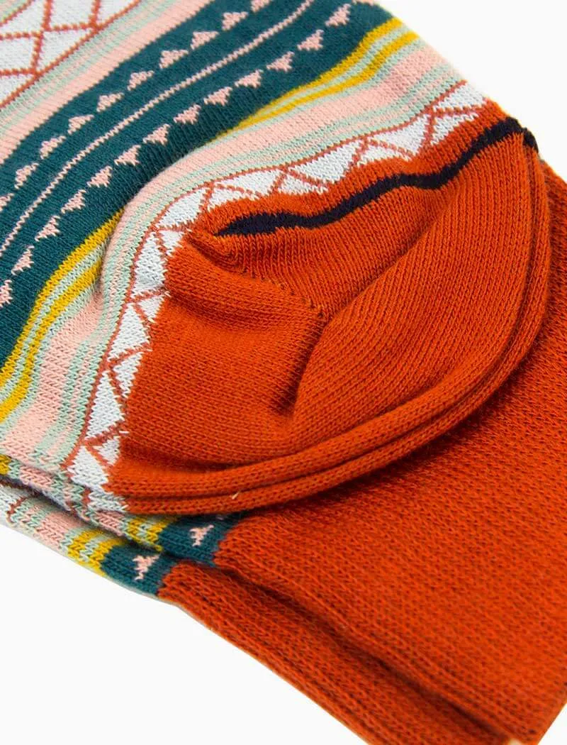 Petrol Detailed Multi Striped Organic Cotton Socks