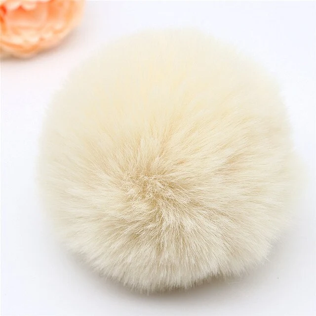 Pompon di pelliccia di coniglio 100% naturale (beige)