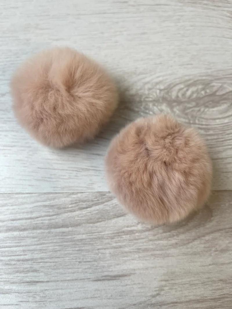 Pompon di pelliccia di coniglio 100% naturale (rosa)