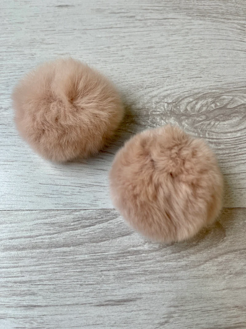 Pompon di pelliccia di coniglio 100% naturale (rosa)