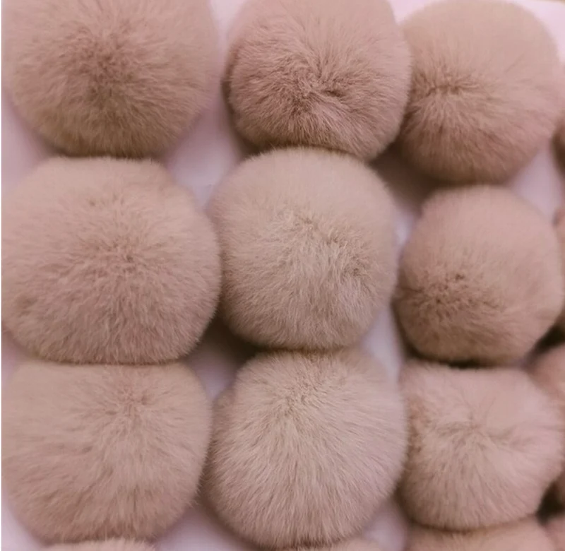 Pompon di pelliccia di coniglio 100% naturale (rosa)