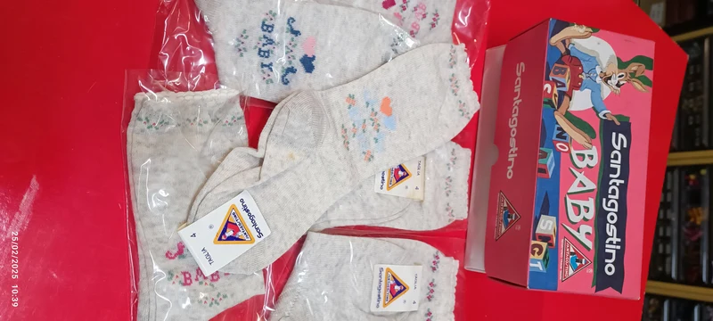 Sei paia di calzini Sant'Agostino Baby melange a fantasia, misto lana, misura 00. 350g.