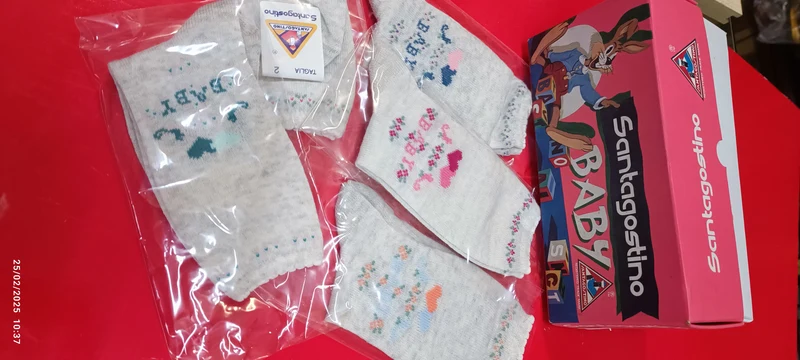 Sei paia di calzini Sant'Agostino Baby melange a fantasia, misto lana, misura 00. 350g.
