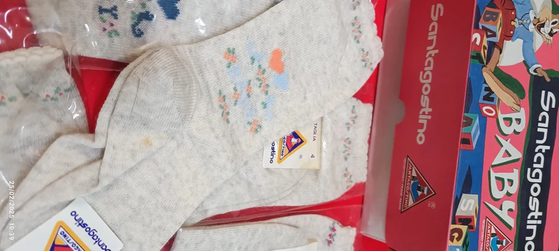 Sette paia di calzini Sant'Agostino Baby melange a fantasia, misto lana, misura 1. 350g.