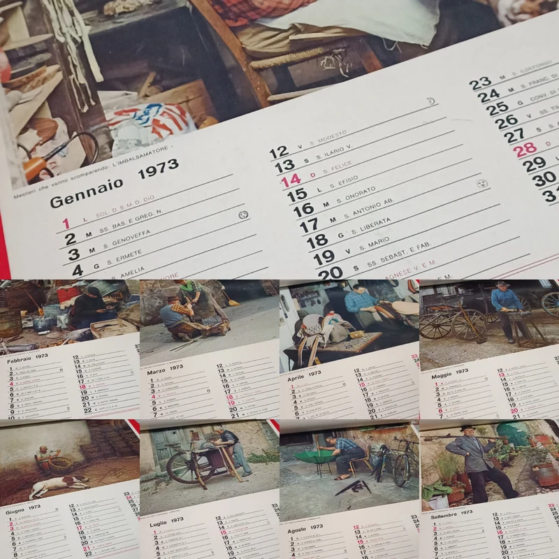 Calendario pubblicitario, 1973, Lana Gatto dei Mestieri. 200g.