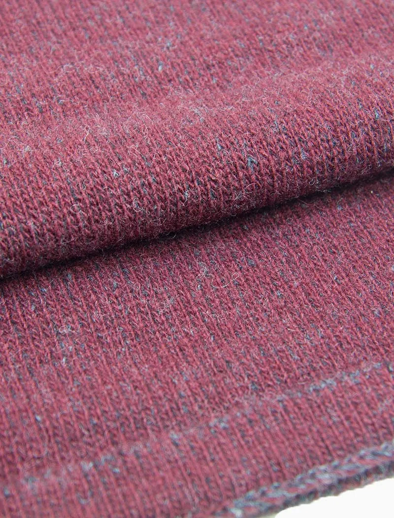 Burgundy & Grey Solid Reversible Knitted Wool & Cashmere Scarf
