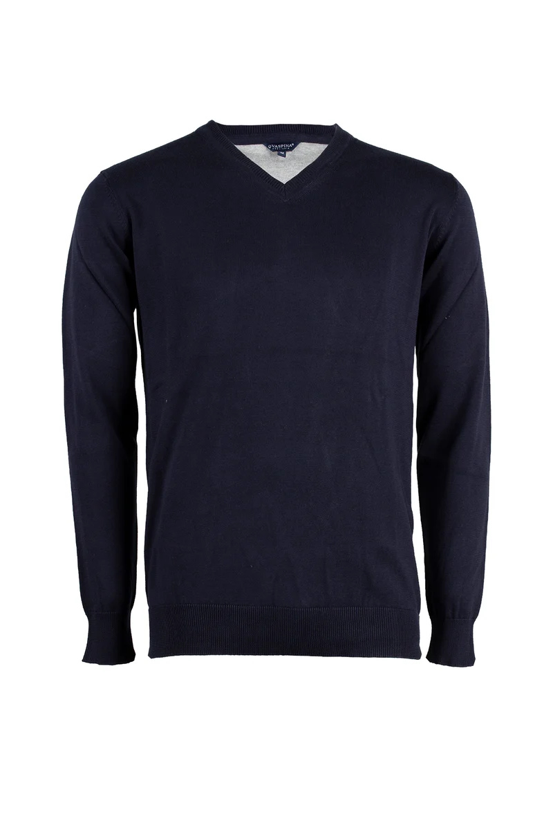 Pullover scollo a V in puro cotone uomo